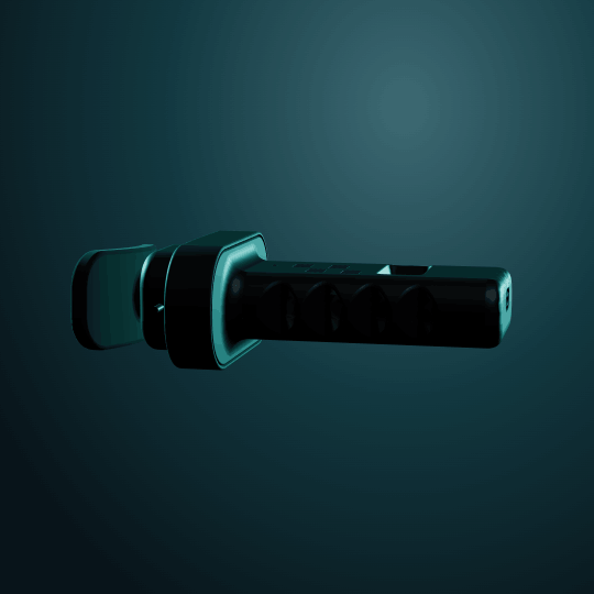 Muscle Caliper side profile rendered from the production CAD